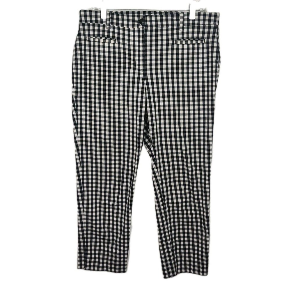 Anne Taylor Cropped Pants Women's Size 8 Black & White Check Straight Leg